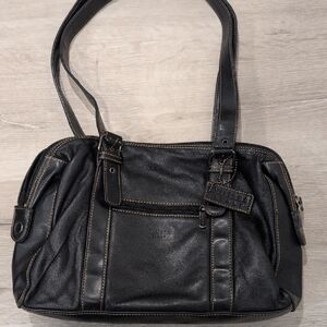 LAST DAY! Visione Italy Black Shoulder Bag with Contrast Stitching